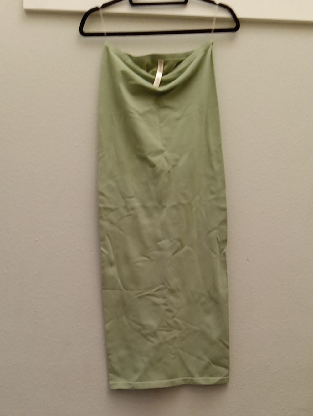 By Together Satin-Look Olive Green Midi Skirt
